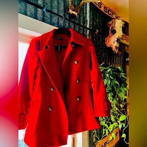 Ralph Lauren Red Peacoat Wool Wrap Coat